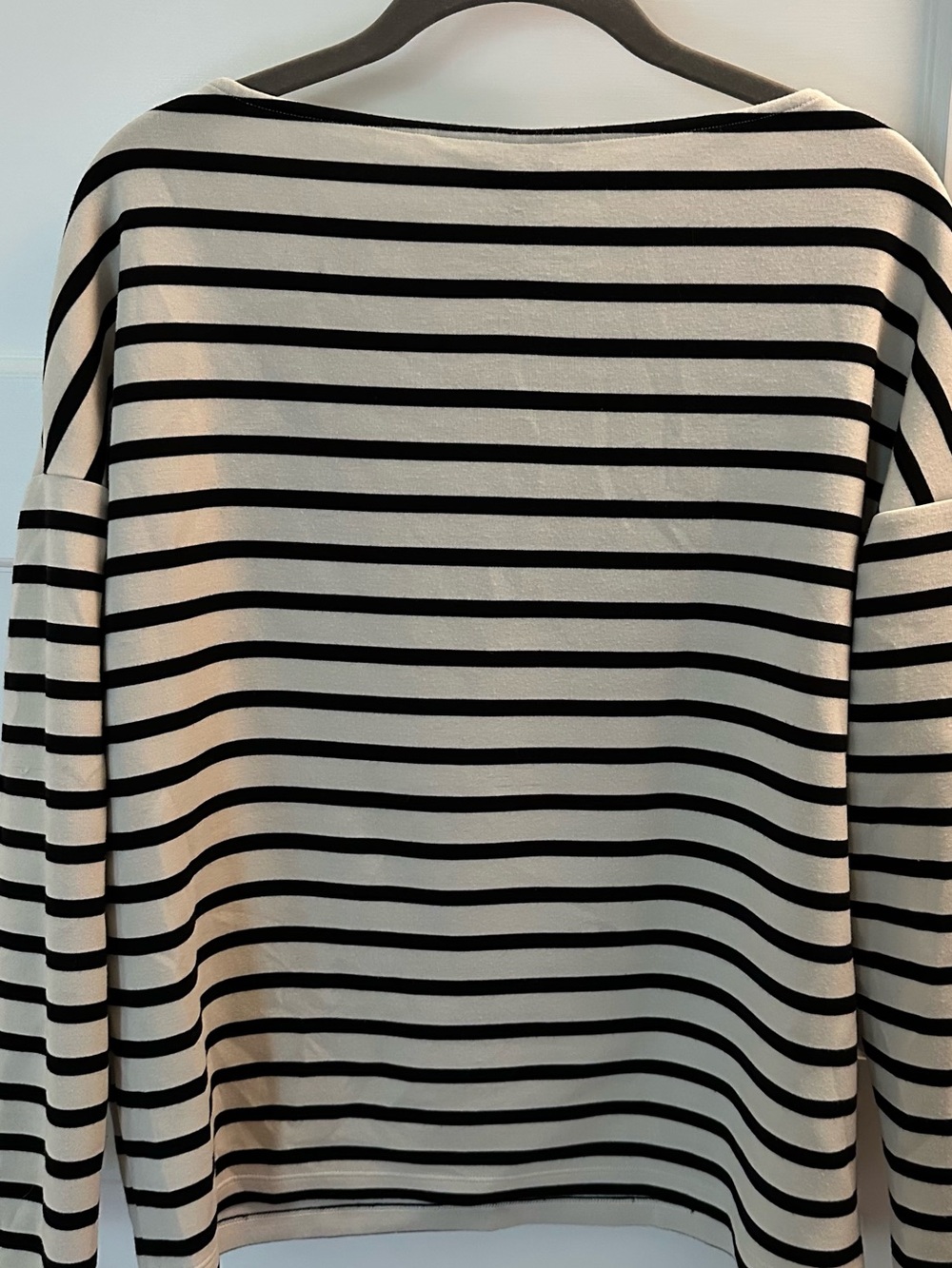 SPANX Black & Cream Striped Boatneck Long Sleeve Top